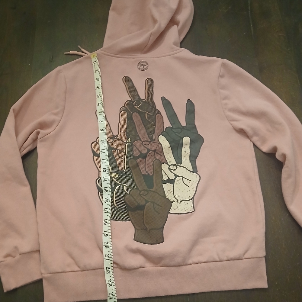 Graphic Pink Peace Sign Hoodie Positive Hoodie Women's Size: Small Hipster - Picture 6 of 8